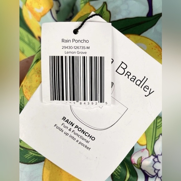 NWT! VERA BRADLEY RAIN PONCHO Lemon-Grove Print SZ S-M lightweight, foldable - Picture 8 of 8